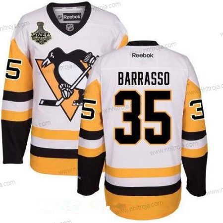 Herrar Pittsburgh Penguins #35 Tom Barrasso Vit Tredje tröjan 2017 Stanley Cup Finals Patch Stitched NHL Reebok Hockey Tröjor