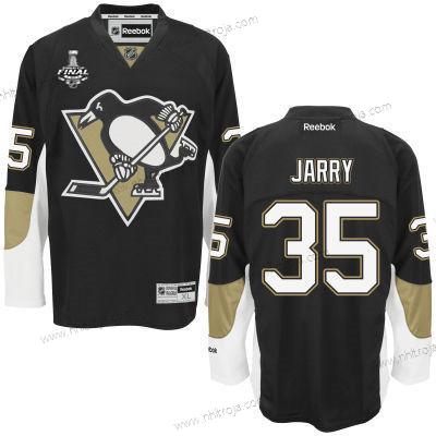 Herrar Pittsburgh Penguins #35 Tristan Jarry Svart Team Color 2017 Stanley Cup NHL Finals Patch Tröjor