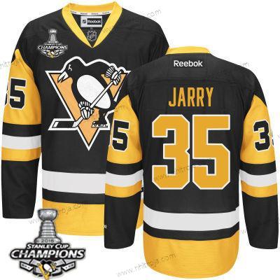 Herrar Pittsburgh Penguins #35 Tristan Jarry Svart Tredje tröjan Tröjor 2017 Stanley Cup Champions Patch