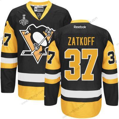 Herrar Pittsburgh Penguins #37 Jeff Zatkoff Svart Tredje tröjan 2017 Stanley Cup NHL Finals Patch Tröjor