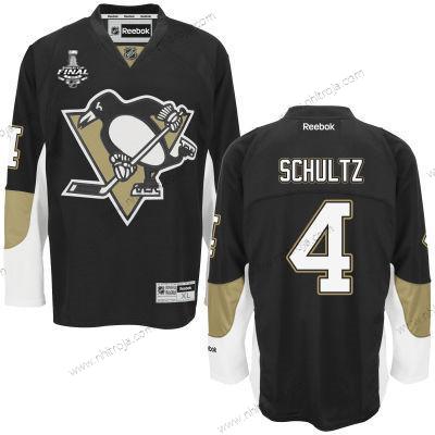 Herrar Pittsburgh Penguins #4 Justin Schultz Svart Team Color 2017 Stanley Cup NHL Finals Patch Tröjor