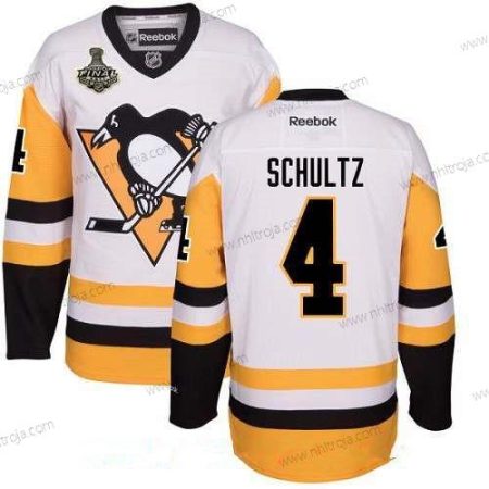 Herrar Pittsburgh Penguins #4 Justin Schultz Vit Tredje tröjan 2017 Stanley Cup Finals Patch Stitched NHL Reebok Hockey Tröjor