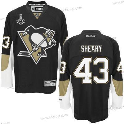 Herrar Pittsburgh Penguins #43 Conor Sheary Svart Team Color 2017 Stanley Cup NHL Finals Patch Tröjor