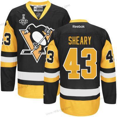 Herrar Pittsburgh Penguins #43 Conor Sheary Svart Tredje tröjan 2017 Stanley Cup NHL Finals Patch Tröjor