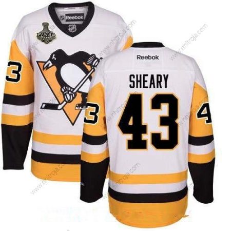 Herrar Pittsburgh Penguins #43 Conor Sheary Vit Tredje tröjan 2017 Stanley Cup Finals Patch Stitched NHL Reebok Hockey Tröjor