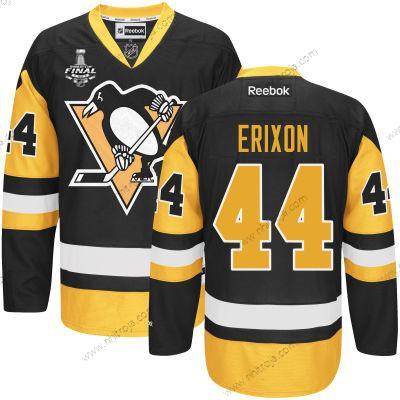 Herrar Pittsburgh Penguins #44 Tim Erixon Svart Tredje tröjan 2017 Stanley Cup NHL Finals Patch Tröjor