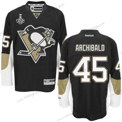 Herrar Pittsburgh Penguins #45 Josh Archibald Svart Team Color 2017 Stanley Cup NHL Finals Patch Tröjor