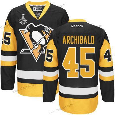 Herrar Pittsburgh Penguins #45 Josh Archibald Svart Tredje tröjan 2017 Stanley Cup NHL Finals Patch Tröjor