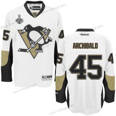 Herrar Pittsburgh Penguins #45 Josh Archibald Vit Road 2017 Stanley Cup NHL Finals Patch Tröjor