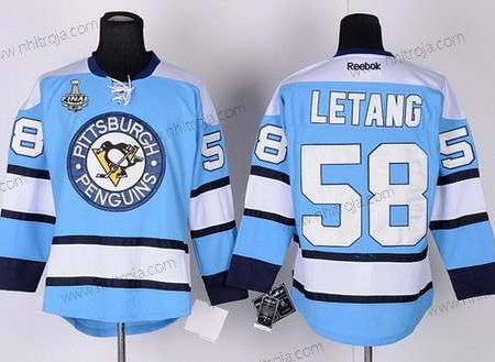 Herrar Pittsburgh Penguins #58 Kris Letang Blå 2017 Stanley Cup NHL Finals Patch Tröjor