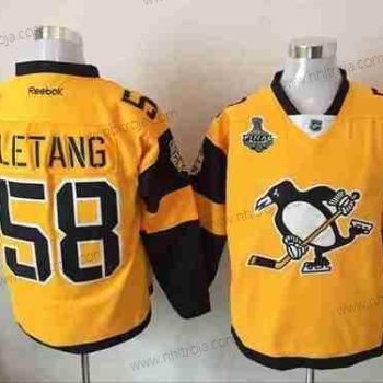 Herrar Pittsburgh Penguins #58 Kris Letang Gul Stadium Series 2017 Stanley Cup Finals Patch Stitched NHL Reebok Hockey Tröjor