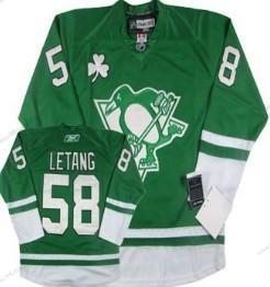 Herrar Pittsburgh Penguins #58 Kris Letang St. Patrick’S Day Grön Tröjor