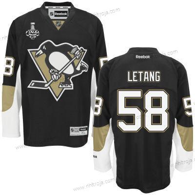 Herrar Pittsburgh Penguins #58 Kris Letang Svart Team Color 2017 Stanley Cup NHL Finals Patch Tröjor