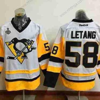 Herrar Pittsburgh Penguins #58 Kris Letang Vit Tredje tröjan 2017 Stanley Cup Finals Patch Stitched NHL Reebok Hockey Tröjor