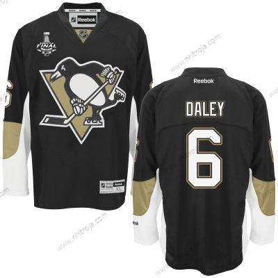 Herrar Pittsburgh Penguins #6 Trevor Daley Svart Team Color 2017 Stanley Cup NHL Finals Patch Tröjor