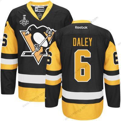 Herrar Pittsburgh Penguins #6 Trevor Daley Svart Tredje tröjan 2017 Stanley Cup NHL Finals Patch Tröjor