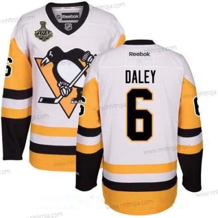 Herrar Pittsburgh Penguins #6 Trevor Daley Vit Tredje tröjan 2017 Stanley Cup Finals Patch Stitched NHL Reebok Hockey Tröjor