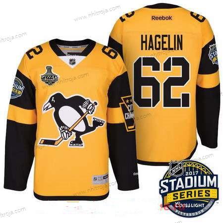 Herrar Pittsburgh Penguins #62 Carl Hagelin Gul Stadium Series 2017 Stanley Cup Finals Patch Stitched NHL Reebok Hockey Tröjor