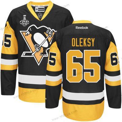 Herrar Pittsburgh Penguins #65 Steve Oleksy Svart Tredje tröjan 2017 Stanley Cup NHL Finals Patch Tröjor