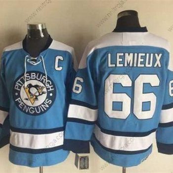 Herrar Pittsburgh Penguins #66 Mario Lemieux 1960 Blå CCM Vintage Hockey Tröjor