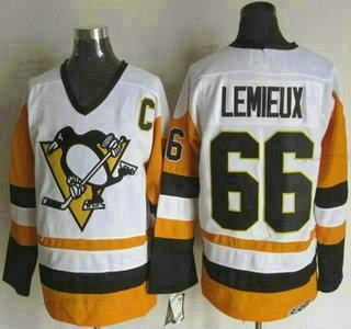 Herrar Pittsburgh Penguins #66 Mario Lemieux 1988-89 Vit CCM Vintage Tröjor