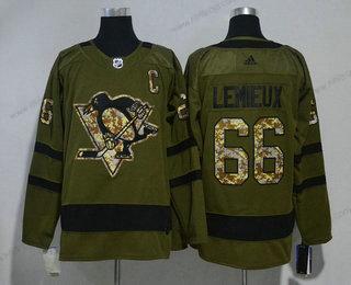 Herrar Pittsburgh Penguins #66 Mario Lemieux Grön Salute to Service 2017-2018 Hockey Stitched NHL Tröjor