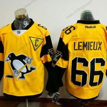 Herrar Pittsburgh Penguins #66 Mario Lemieux Gul 2017 Stadium Series Stitched NHL Reebok Hockey Tröjor