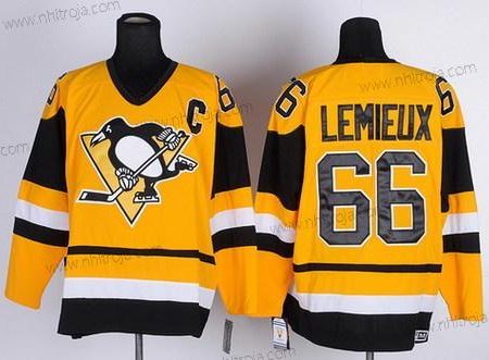 Herrar Pittsburgh Penguins #66 Mario Lemieux Gul Retro CCM Tröjor