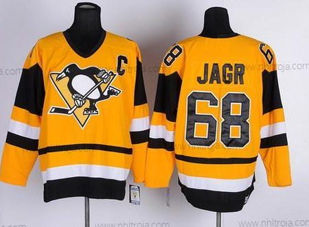 Herrar Pittsburgh Penguins #68 Jaromir Jagr Gul Retro CCM Tröjor