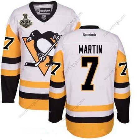 Herrar Pittsburgh Penguins #7 Paul Martin Vit Tredje tröjan 2017 Stanley Cup Finals Patch Stitched NHL Reebok Hockey Tröjor