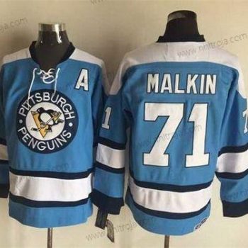 Herrar Pittsburgh Penguins #71 Evgeni Malkin 1960 Blå CCM Vintage Hockey Tröjor