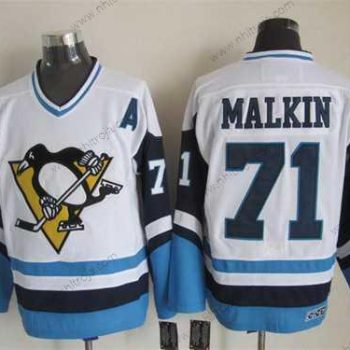 Herrar Pittsburgh Penguins #71 Evgeni Malkin 1972 Vit With Blå CCM Vintage Tröjor