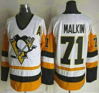 Herrar Pittsburgh Penguins #71 Evgeni Malkin 1988-89 Vit CCM Vintage Tröjor