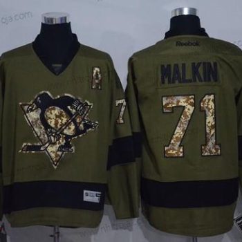 Herrar Pittsburgh Penguins #71 Evgeni Malkin Grön Salute to Service Stitched NHL Reebok Hockey Tröjor