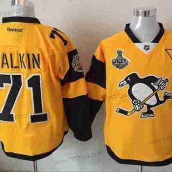 Herrar Pittsburgh Penguins #71 Evgeni Malkin Gul Stadium Series 2017 Stanley Cup Finals Patch Stitched NHL Reebok Hockey Tröjor