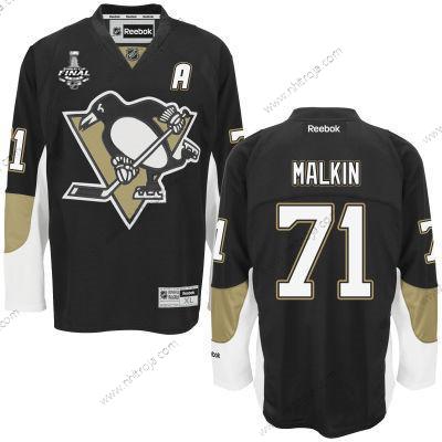 Herrar Pittsburgh Penguins #71 Evgeni Malkin Svart Team Color 2017 Stanley Cup NHL Finals A Patch Tröjor