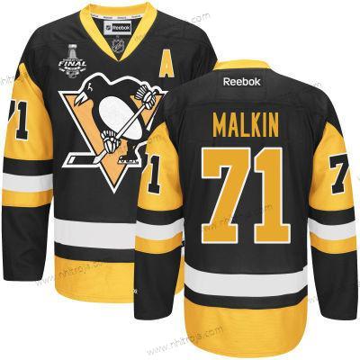 Herrar Pittsburgh Penguins #71 Evgeni Malkin Svart Tredje tröjan 2017 Stanley Cup NHL Finals A Patch Tröjor