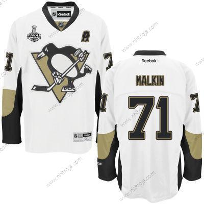 Herrar Pittsburgh Penguins #71 Evgeni Malkin Vit Road 2017 Stanley Cup NHL Finals A Patch Tröjor