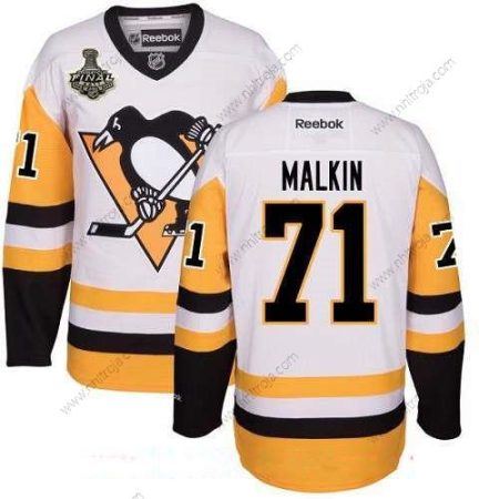 Herrar Pittsburgh Penguins #71 Evgeni Malkin Vit Tredje tröjan 2017 Stanley Cup Finals Patch Stitched NHL Reebok Hockey Tröjor