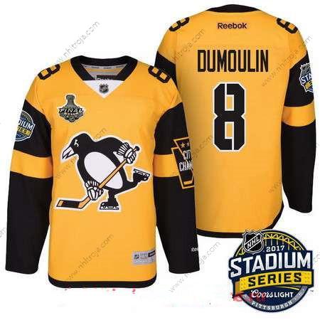 Herrar Pittsburgh Penguins #8 Brian Dumoulin Gul Stadium Series 2017 Stanley Cup Finals Patch Stitched NHL Reebok Hockey Tröjor