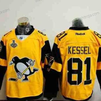 Herrar Pittsburgh Penguins #81 Phil Kessel Gul Stadium Series 2017 Stanley Cup Finals Patch Stitched NHL Reebok Hockey Tröjor