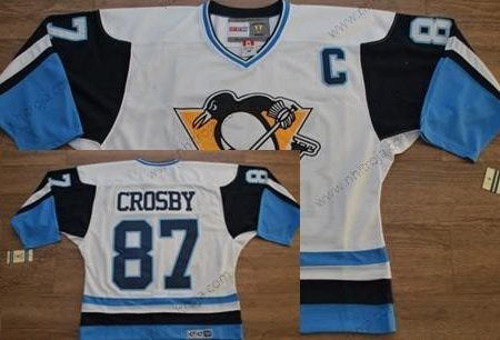 Herrar Pittsburgh Penguins #87 Sidney Crosby 1972 Vit With Blå Retro CCM Tröjor