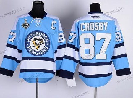 Herrar Pittsburgh Penguins #87 Sidney Crosby Blå 2017 Stanley Cup NHL Finals C Patch Tröjor