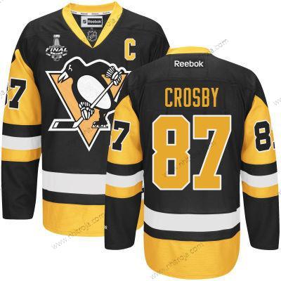 Herrar Pittsburgh Penguins #87 Sidney Crosby Svart Tredje tröjan 2017 Stanley Cup NHL Finals C Patch Tröjor