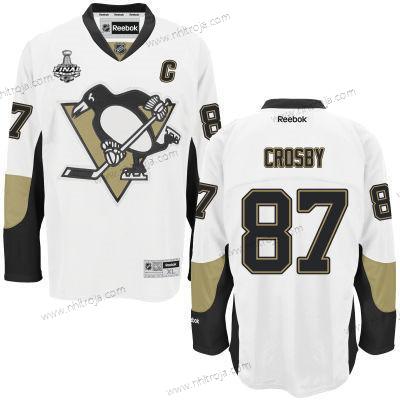 Herrar Pittsburgh Penguins #87 Sidney Crosby Vit Road 2017 Stanley Cup NHL Finals C Patch Tröjor