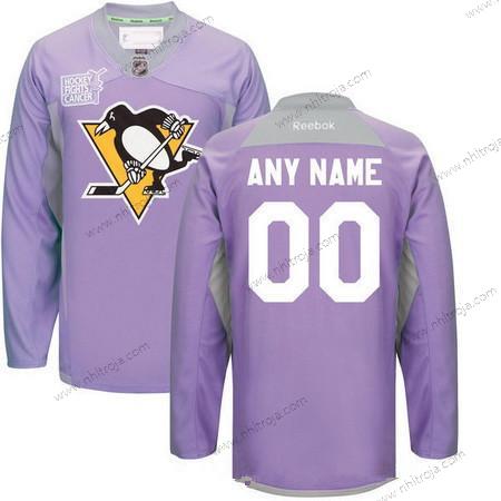 Herrar Pittsburgh Penguins Skräddarsydda Lila Rosa Reebok Hockey Bekämpar cancer Träning Tröjor