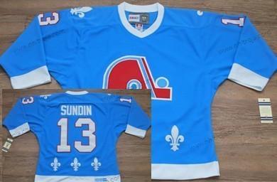 Herrar Quebec Nordiques #13 Mats Sundin Blå Retro CCM Tröjor