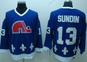 Herrar Quebec Nordiques #13 Mats Sundin Marin Blå Retro CCM Tröjor