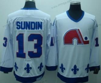 Herrar Quebec Nordiques #13 Mats Sundin Vit Retro CCM Tröjor