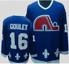 Herrar Quebec Nordiques #16 Michel Goulet Marin Blå Retro CCM Tröjor